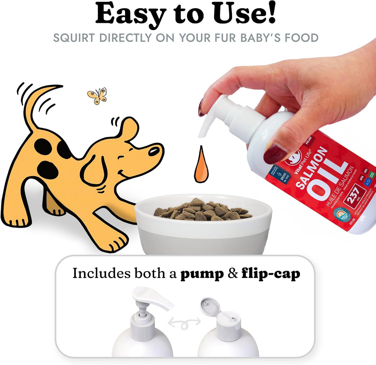 Salmon Oil for Dogs 237 Ml, Healthy Skin & Coat Liquid Fish Omega 3 DHA EPA