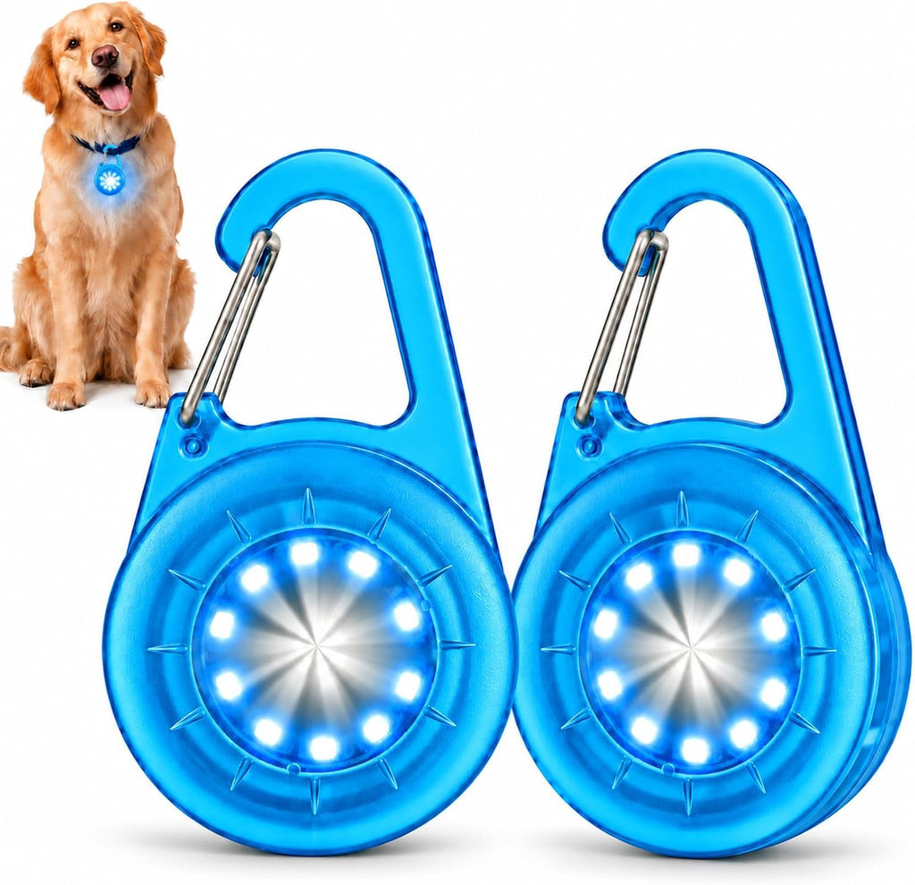 Dog Lights for Night Walking, 6 Modes IP68 Waterproof Dog Collar Lights Clip On, High Capacity Rechargeable Pet Accessories for Climbing, Running, Camping, 2 Packs