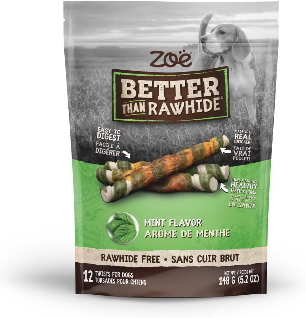 Zoe Better than Rawhide Twists for Dogs, BBQ Chicken, 12 Pack (5.2 Oz)