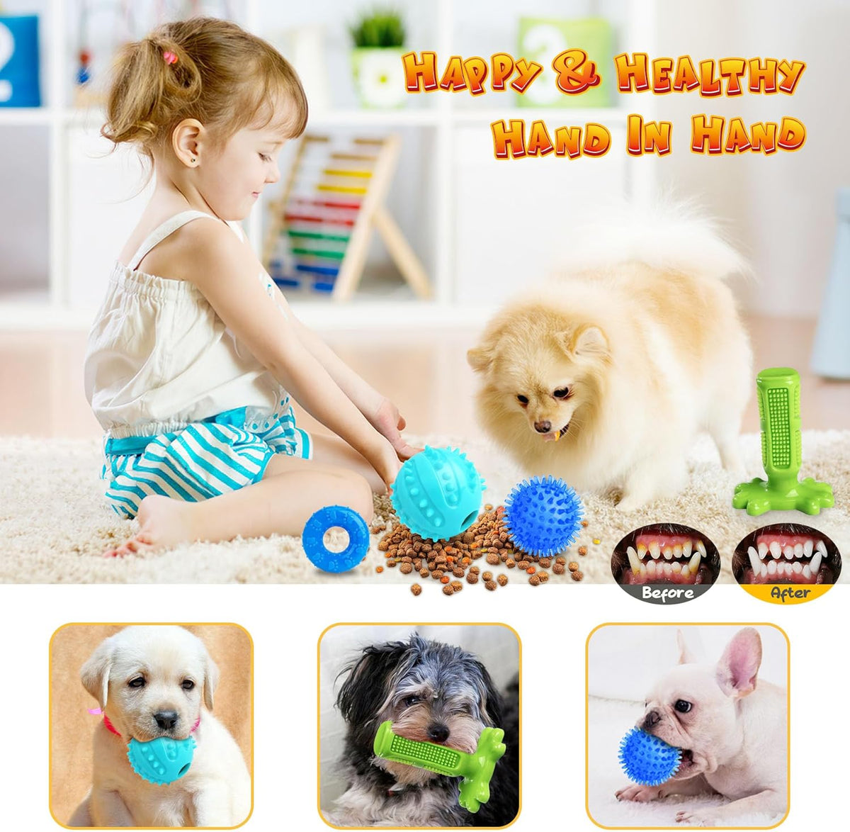23-Pack Dog Toys, Puppy Teething Toys with Rope Toys & Treat Ball
