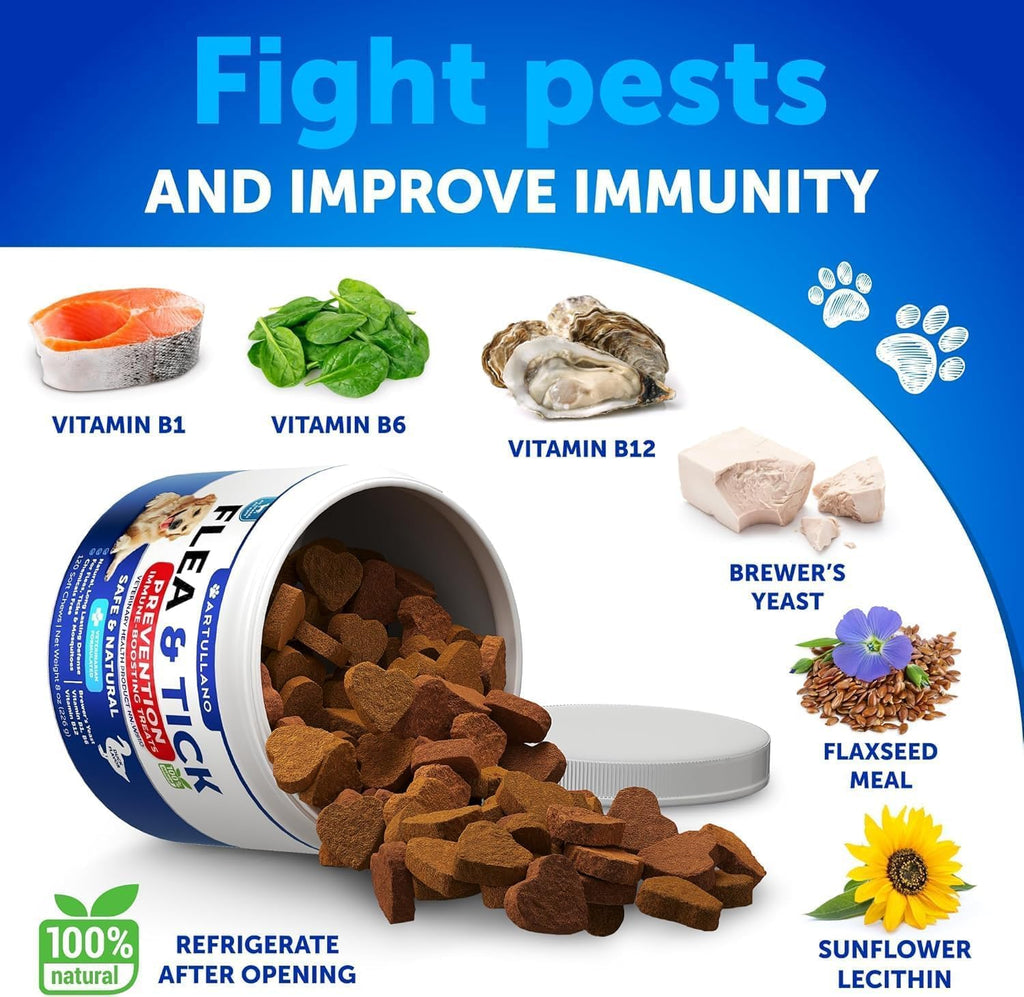 Flea and Tick Supplement for Dogs - 120 Chews - Dog Flea & Tick Support