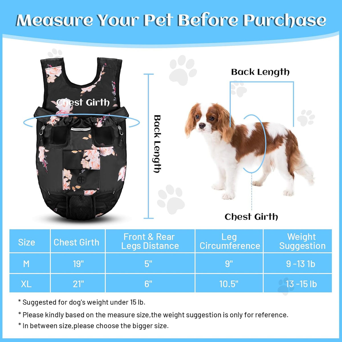 Pet Dog Carrier Backpack, Adjustable Dog Legs-Out Front Backpack, Hands-Free Cat Pup Front Carrier Travel Bag, Easy-Fit for Traveling Hiking for Small Medium Dogs, XL, Pink Rose