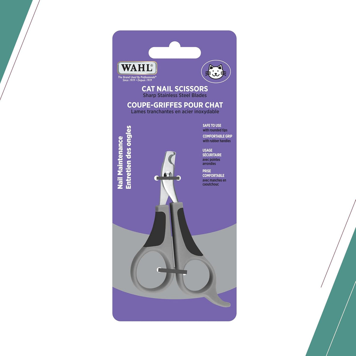 Canada Cat Nail Scissors, Sharp Stainless-Steel Blades, Safe to Use with Rounded Tips, Comfortable Grip with Rubber Handles, Great for Cats for Nail Maintenance - Model 58520