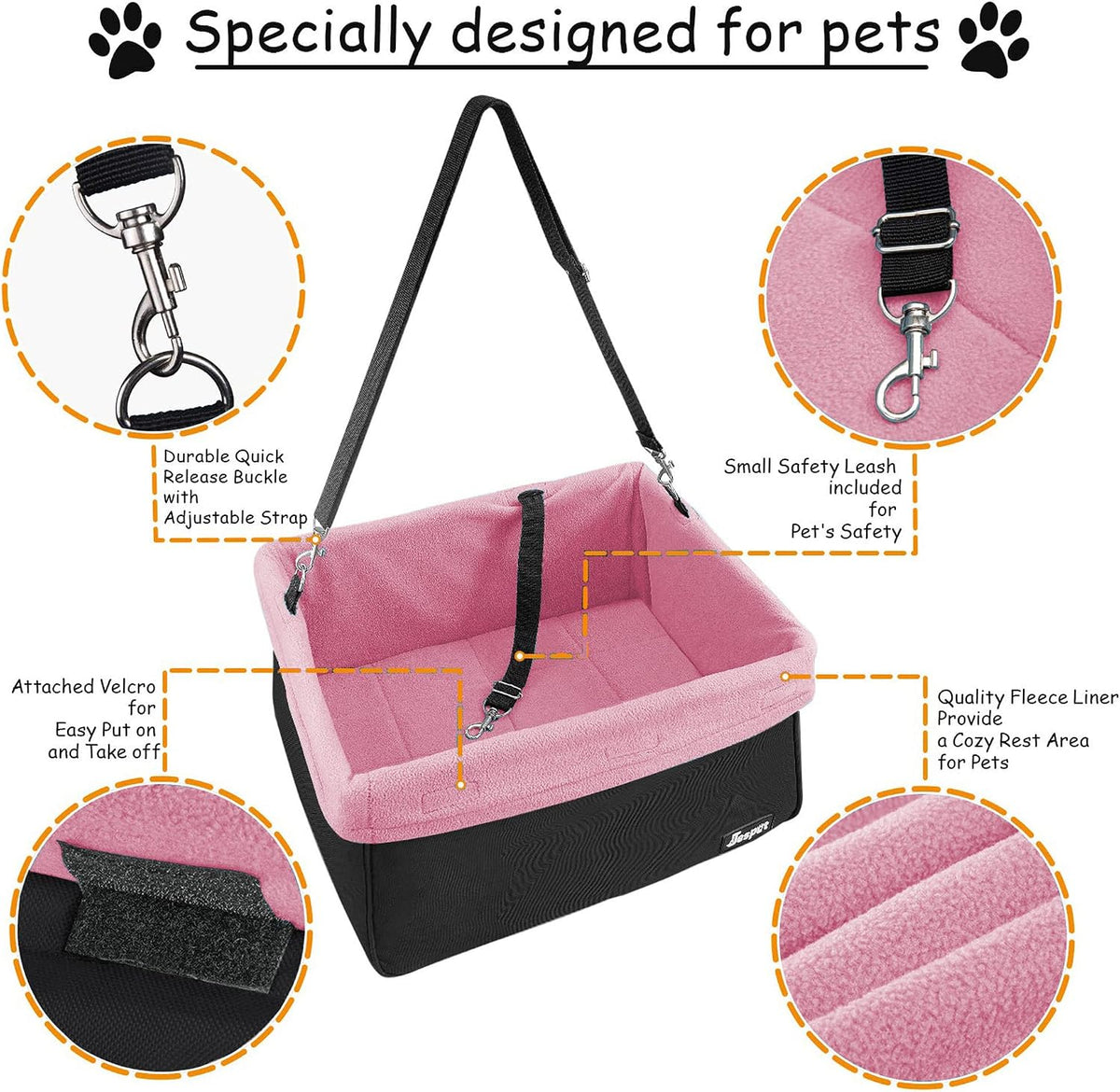 & GOOPAWS Dog Booster Seats for Cars, Portable Dog Car Seat Travel Carrier with Seat Belt for 24Lbs Pets