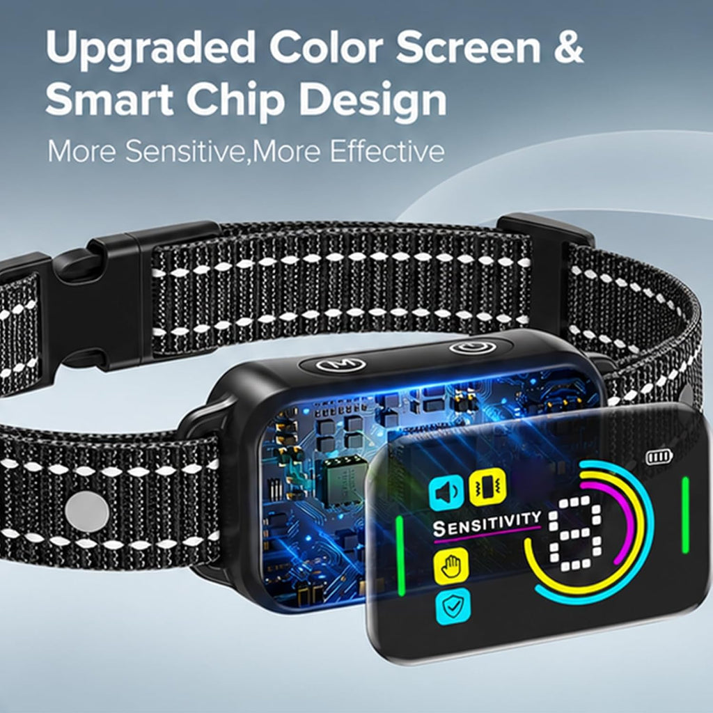Bark Collar, Anti-Bark Collar, Collier anti Aboiement, Dog Bark Collar with 4 Correction Modes for Large Medium Small Dogs 8-120Lbs, IP67 Waterproof, Smart No False Trigger, Pure Black