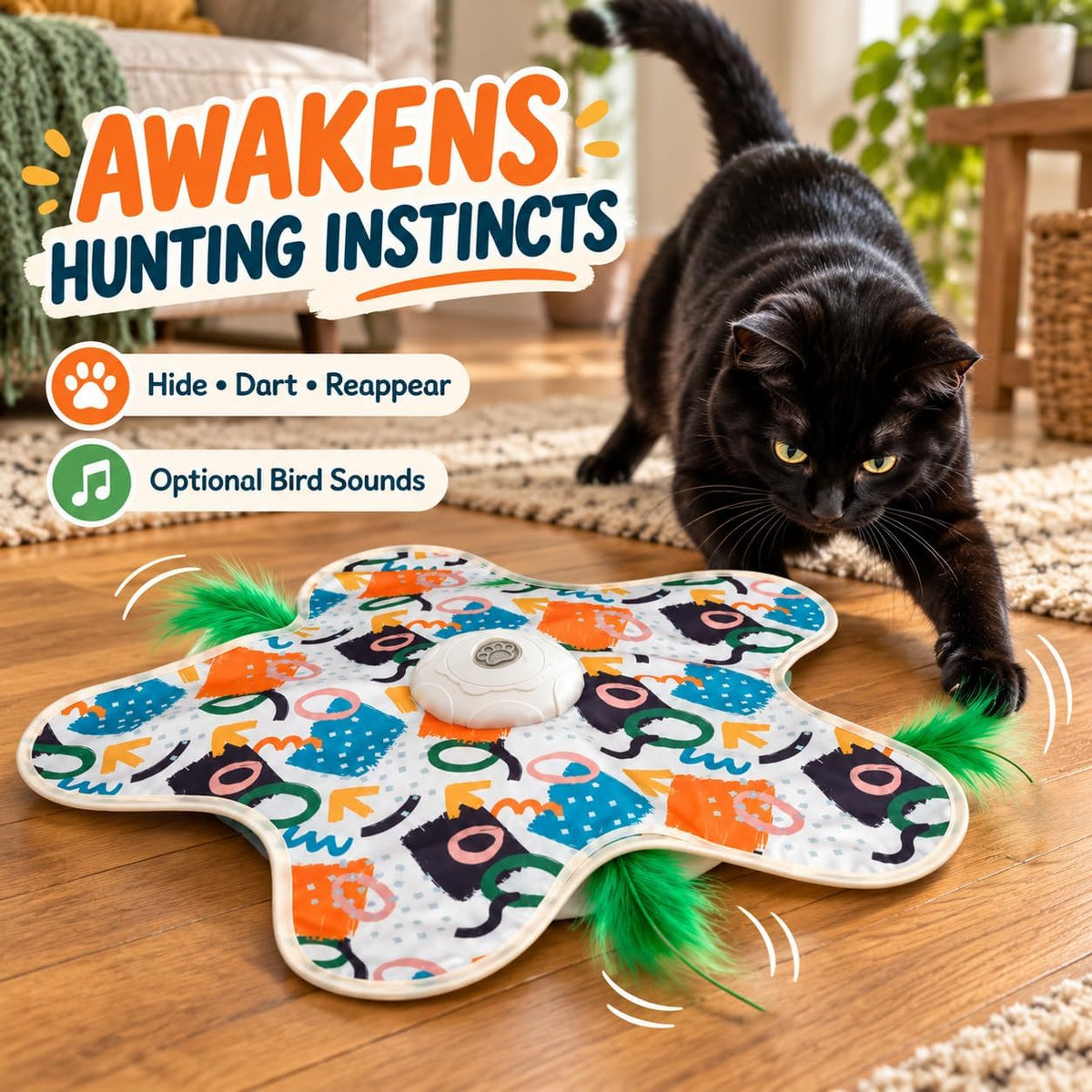 Hide and Seek Interactive Cat Toys, 3-Mode Touch Activated for Indoor Cats