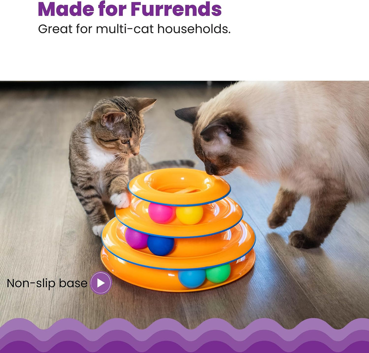 Tower of Tracks 3-Level Spinning Ball Toy, Multi-Cat, 10"