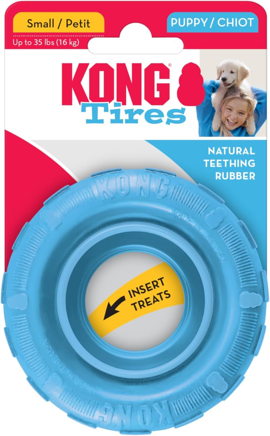 Puppy Tires - Dog Chew Toy for Puppies - Stuffable Dog Toy for Treats & Snacks - Natural Rubber Chew Toy for Teething Puppy - for Small Puppies - Randomly Provided Color