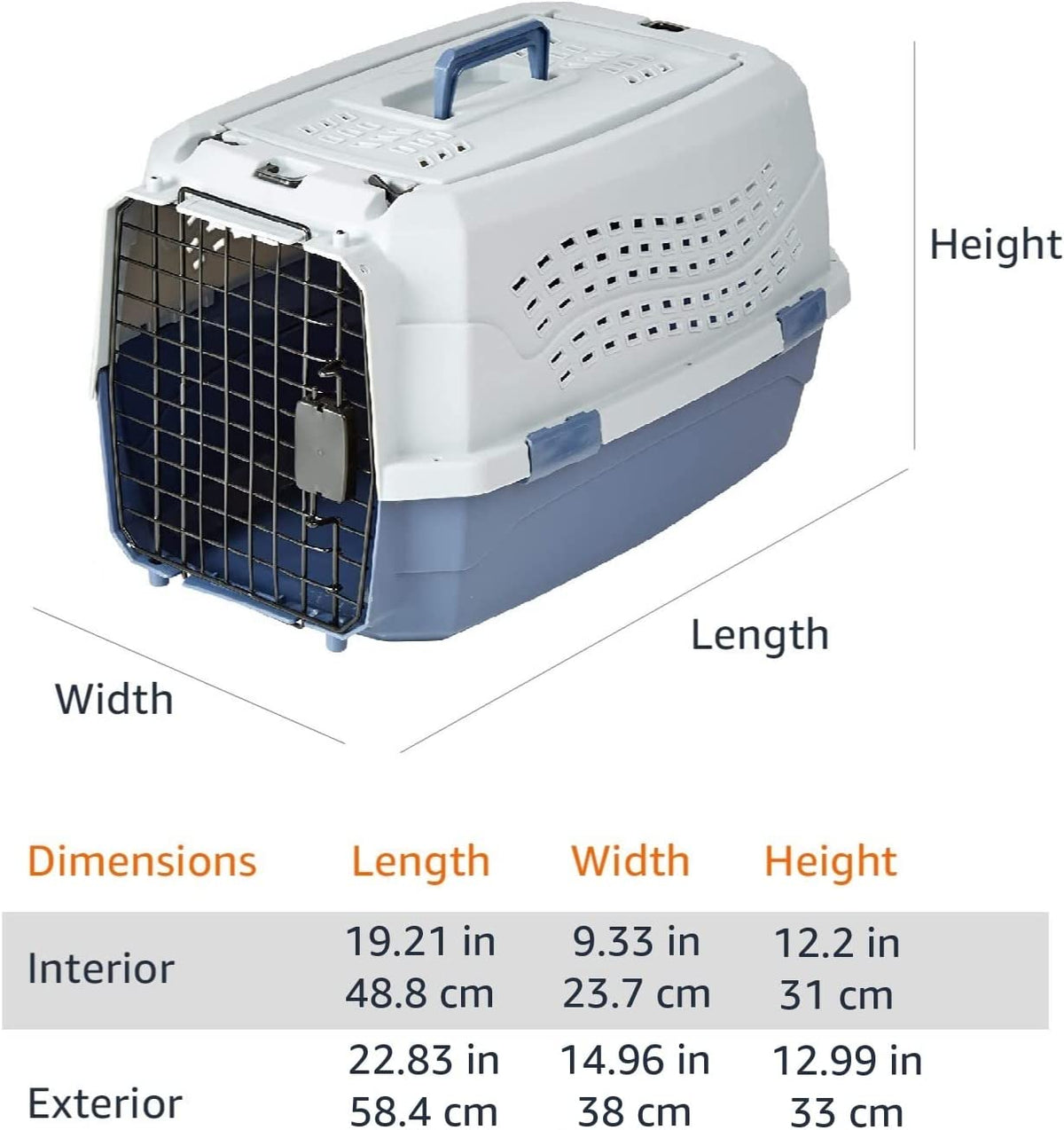 Two-Door Top-Load Hard-Sided Pet Travel Carrier, 58.4 Cm