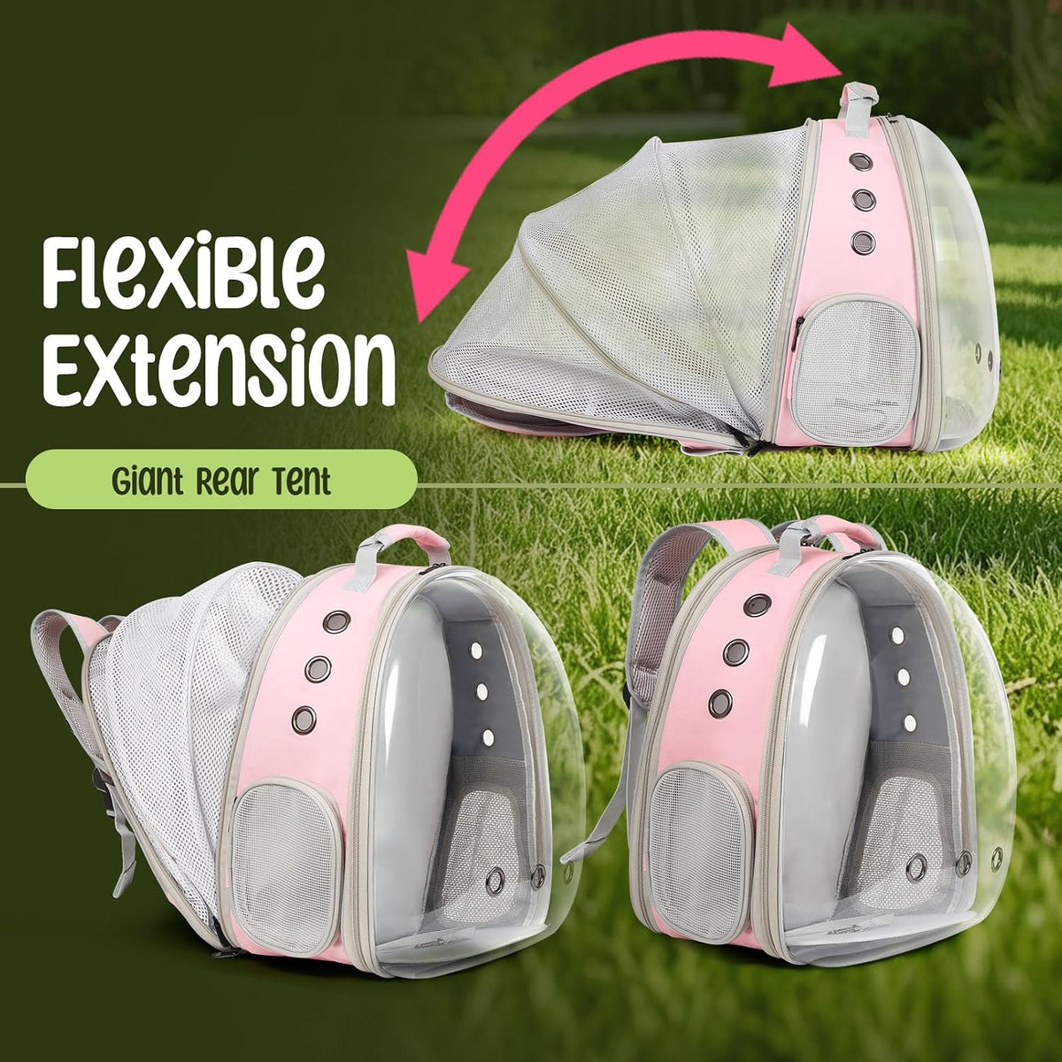 Expandable Cat Backpack, Space Capsule Bubble Transparent Clear Pet Carrier for Small Dog, Pet Carrying Hiking Traveling Backpack