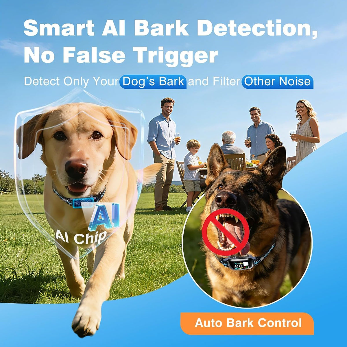 2-In-1 Dog Shock & Bark Collar Combo, New Updated Automatic Bark Collar