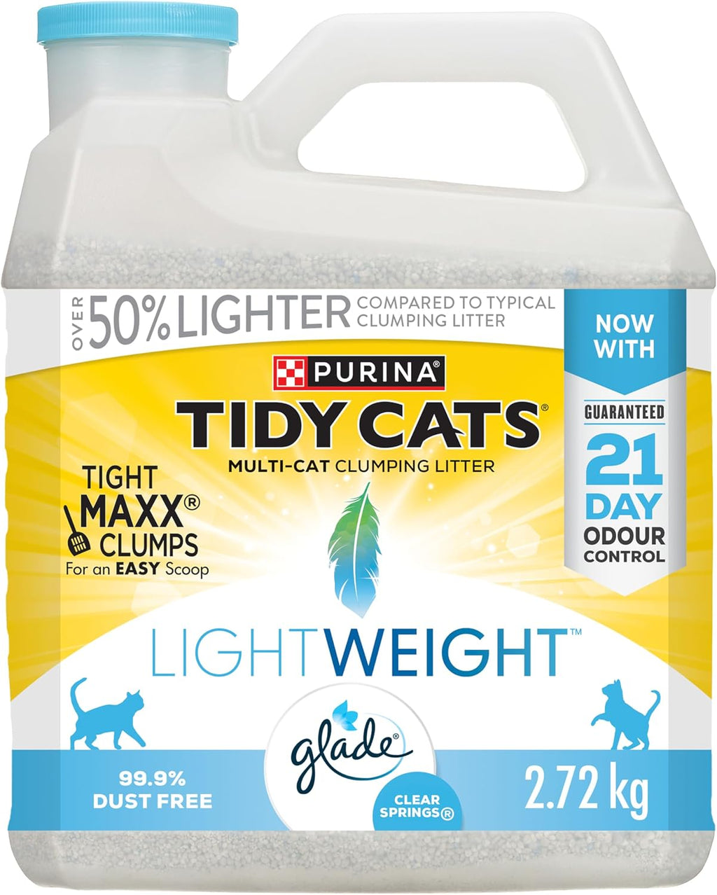Tidy Cats Glade Clear Springs Cat Litter, Lightweight Multi-Cat - 2.72 Kg Jug