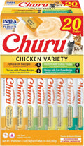 Churu Cat Treats, Grain-Free, Lickable, Squeezable Creamy Purée Cat Treat/Topper with Vitamin E & Taurine, 0.5 Ounces Each Tube, 20 Tubes, Chicken Variety Box