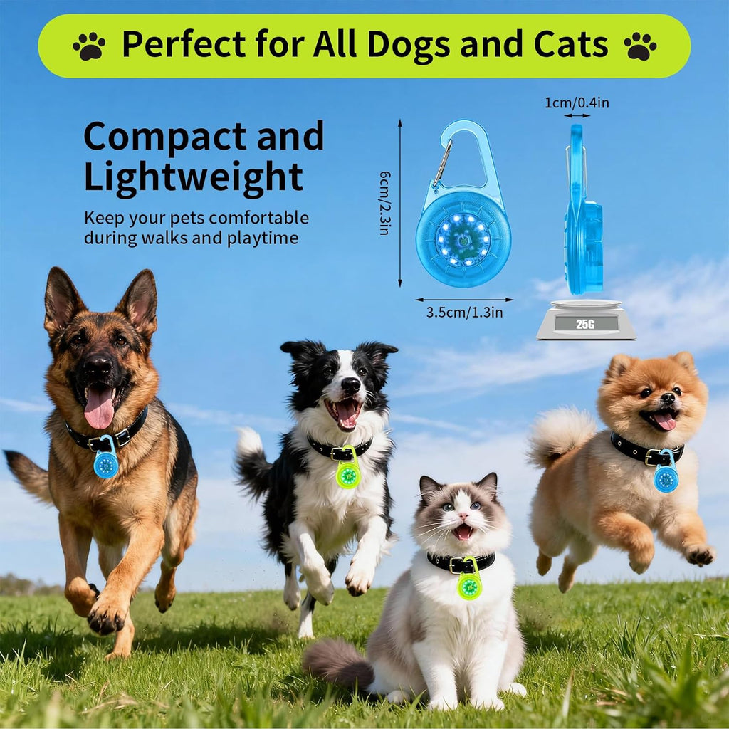 Dog Lights for Night Walking, 6 Modes IP68 Waterproof Dog Collar Lights Clip On, High Capacity Rechargeable Pet Accessories for Climbing, Running, Camping, 2 Packs
