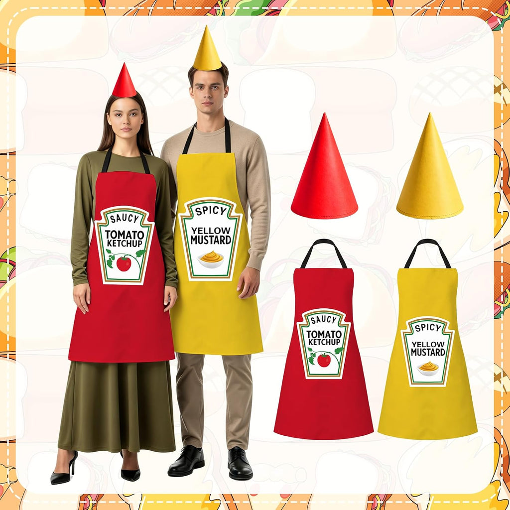 5 Pcs Ketchup Mustard Couples Costumes and Pet Hot Dog Costume