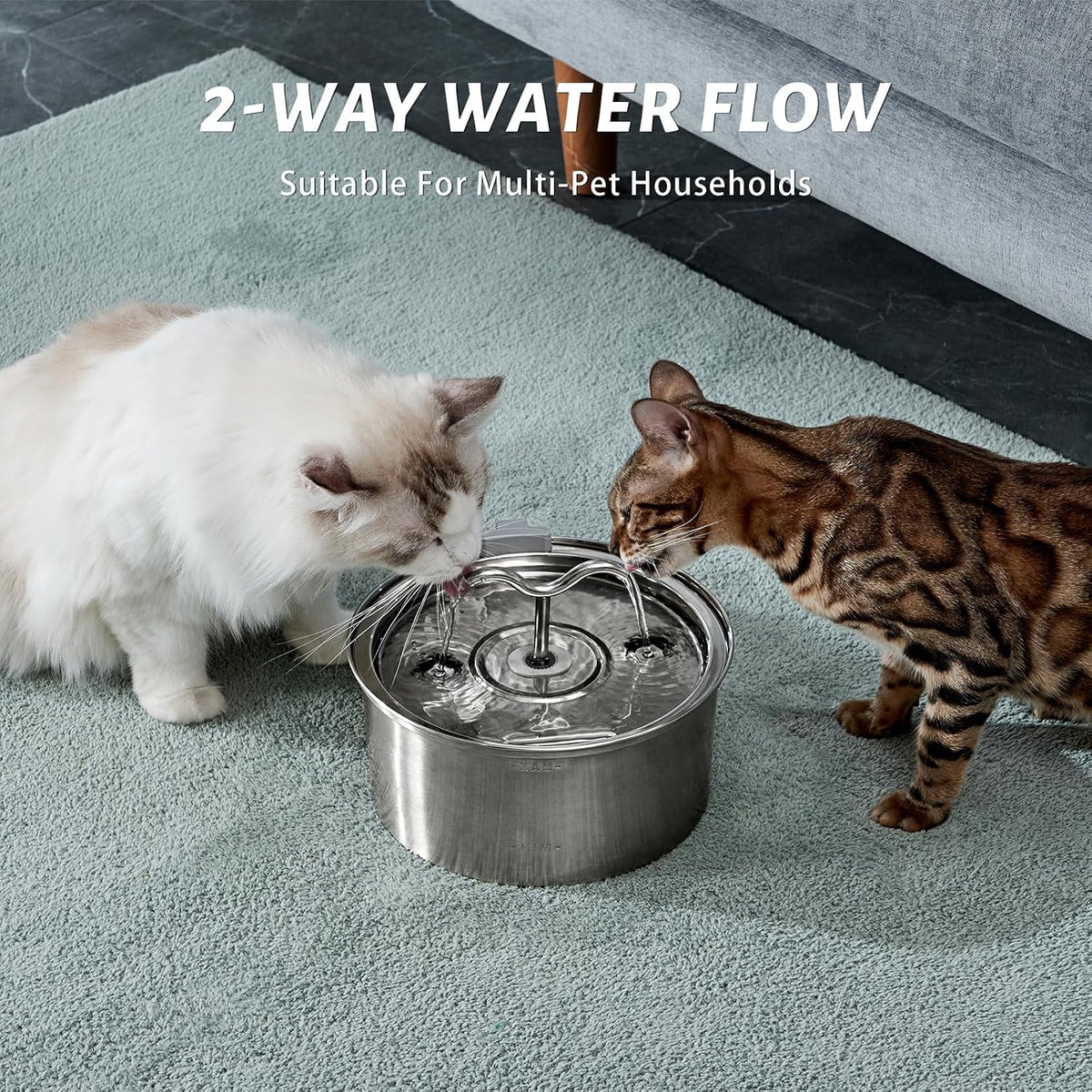 Stainless Steel Cat Water Fountain, 108Oz/3.2L Cat Fountain