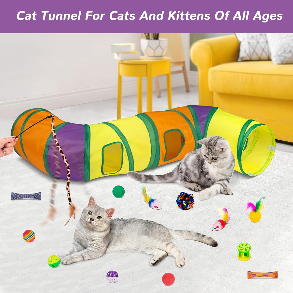 Cat Toys Set 33 Pack, Cat Play Tunnel for Indoor Cats