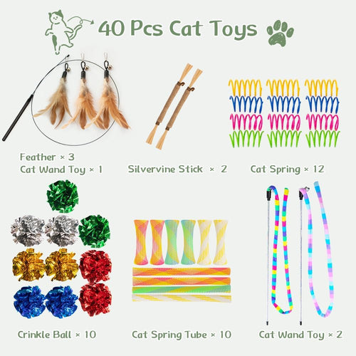 40-Pack Cat Toys for Indoor Cats & Kittens, Interactive Cat Toy