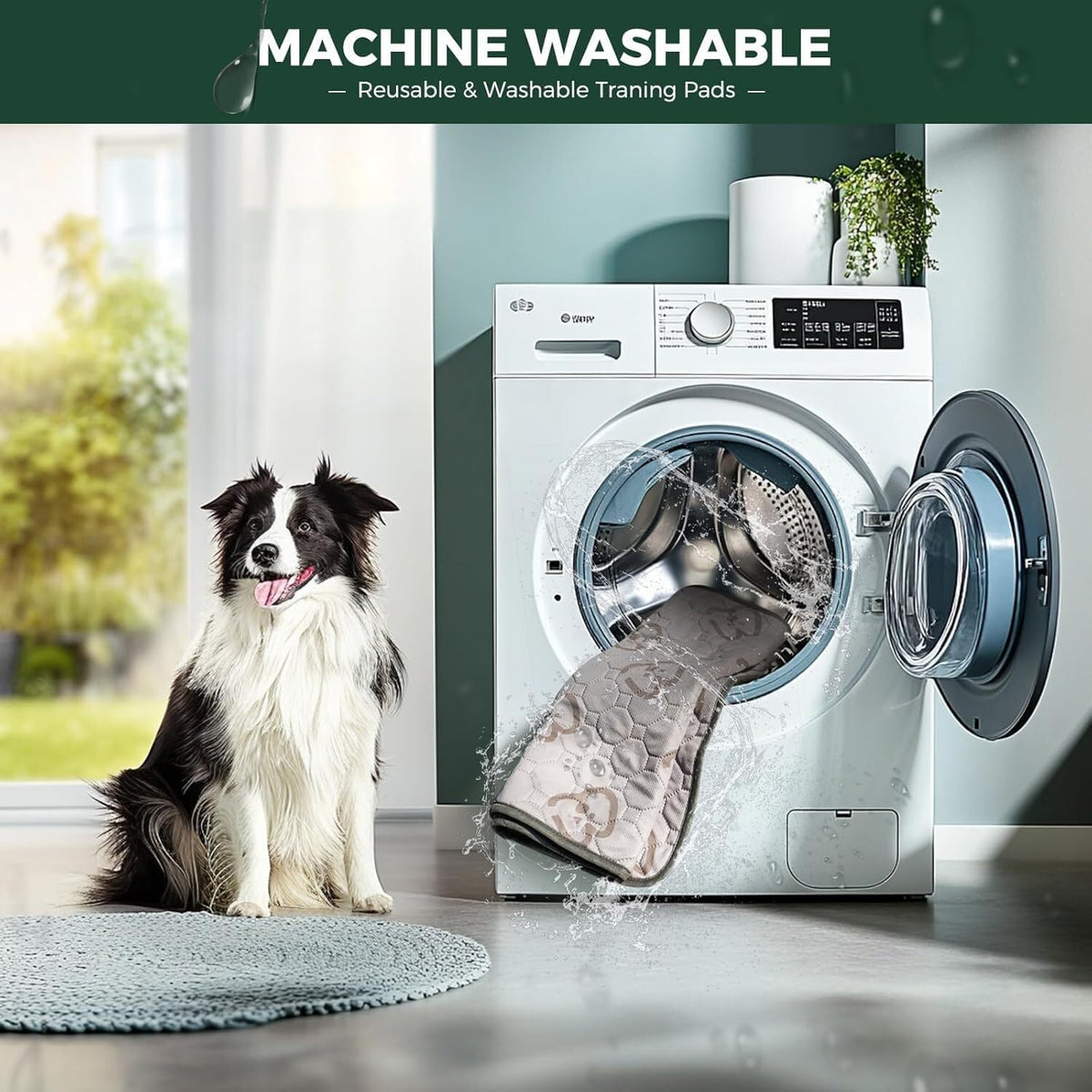 Washable Pee Pads for Dogs, Super Absorbent, 63" Square, Khaki, 1 Pack