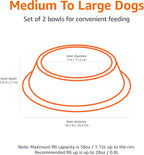 Stainless Steel Non-Skid Pet Dog Water and Food Bowl, 2-Pack (25.9Cm X 7Cm), Each Holds up to 1.15L