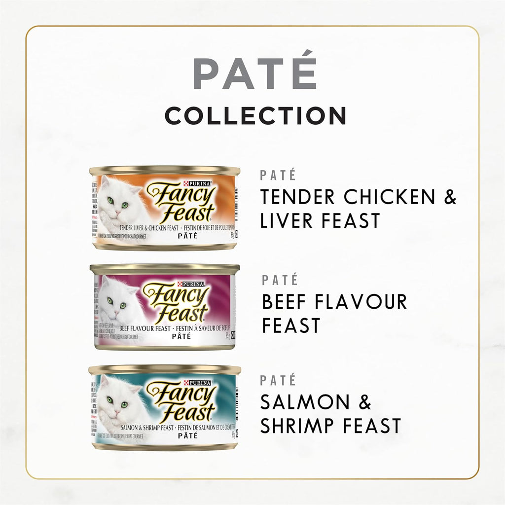 Wet Cat Food, Pate Assorted Variety Pack 3 Flavours - 85 G Can (24 Pack)