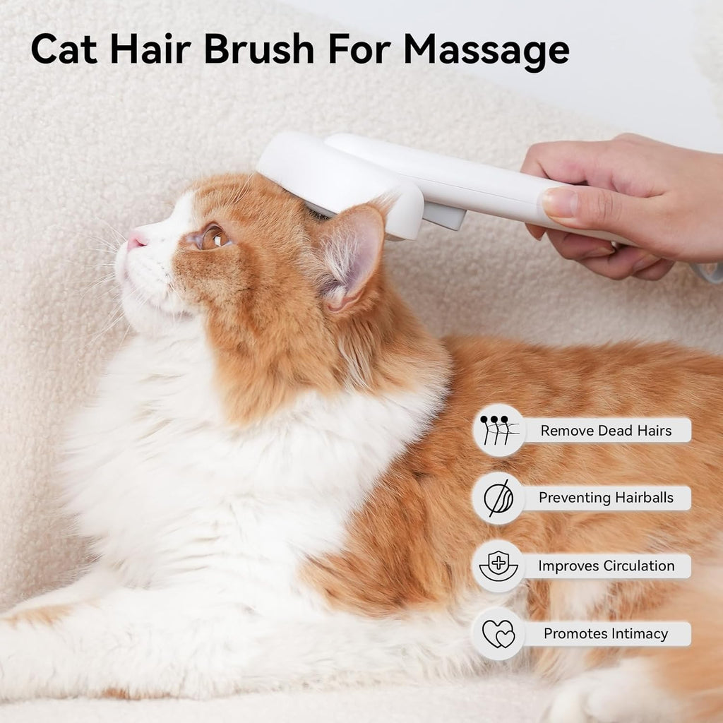 Cat Brush Dog Brush for Shedding, Cat Brushes for Long or Short Haired Cats, Dog Hair Brush Cat Grooming Brush Cat Comb Cat Deshedding Brush Easily Removes Mats, Tangles, and Loose Fur, White