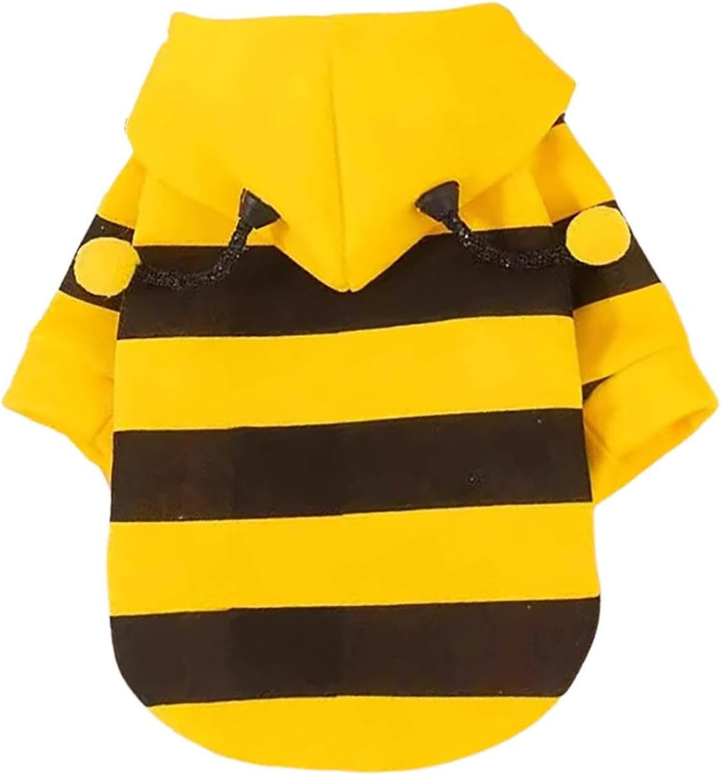 Pet Bee Costume, Hooded Halloween Outfit for Small Dogs and Cats，Medium