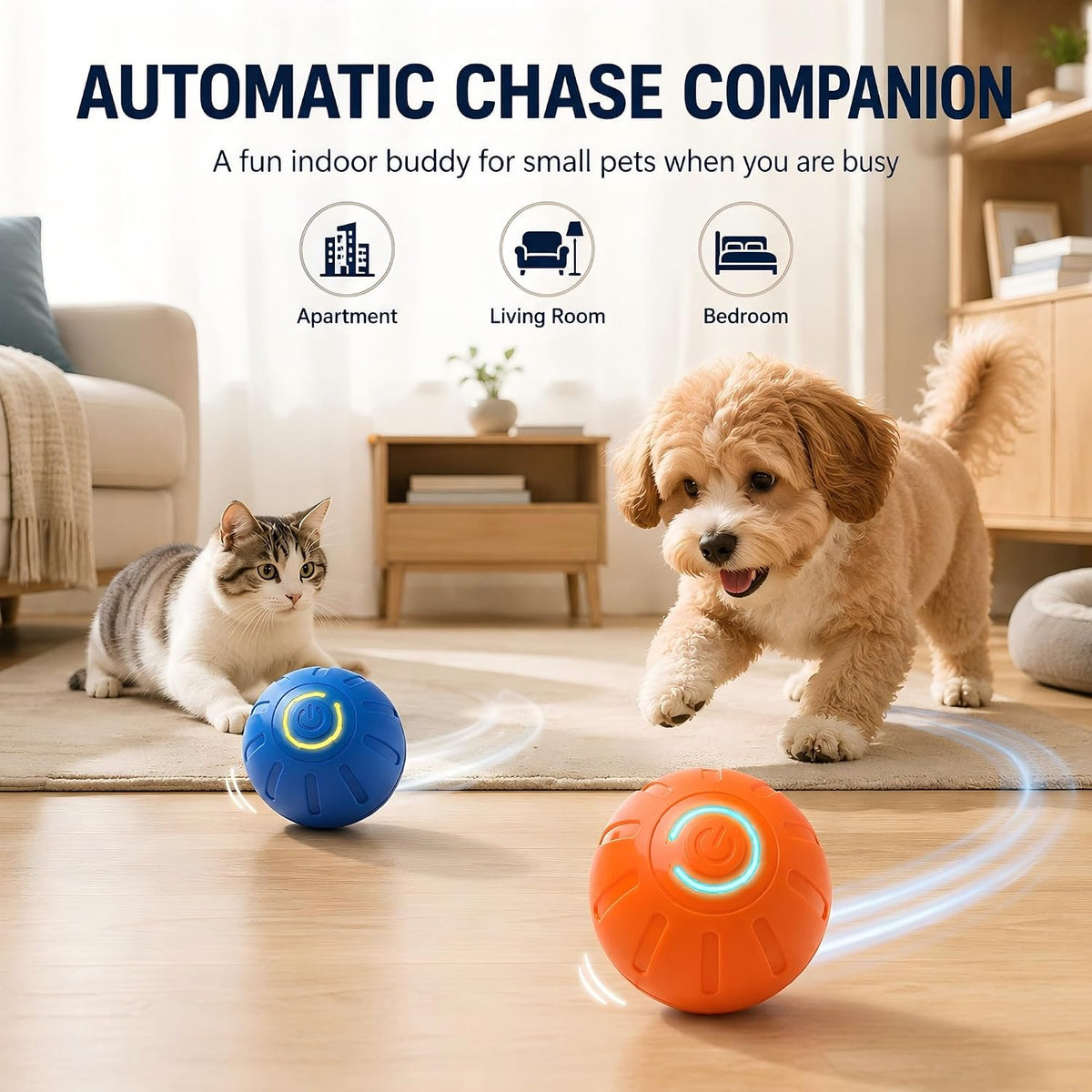 2 Pack Interactive Dog Balls for Small Dogs & Cats