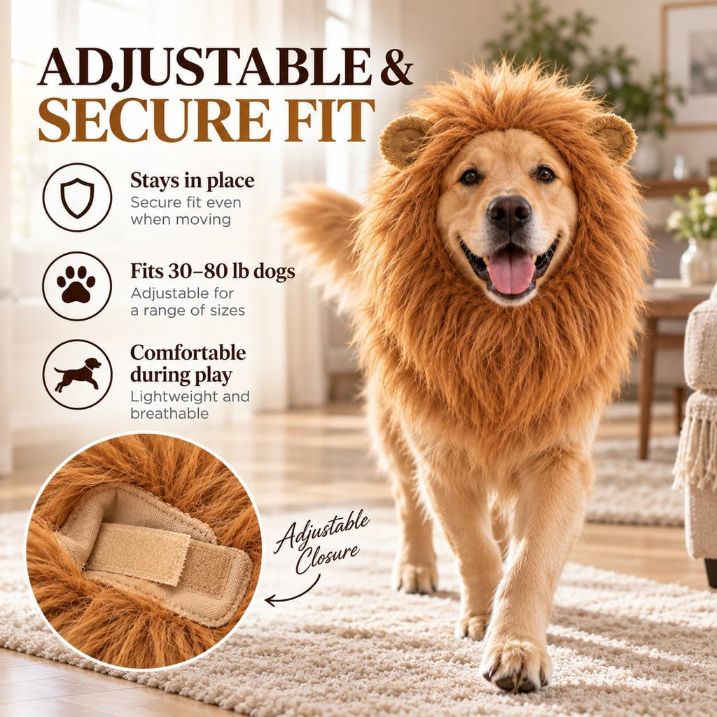 Dog Lion Mane Costume with Ears, Dog Halloween Costumes Large Breed