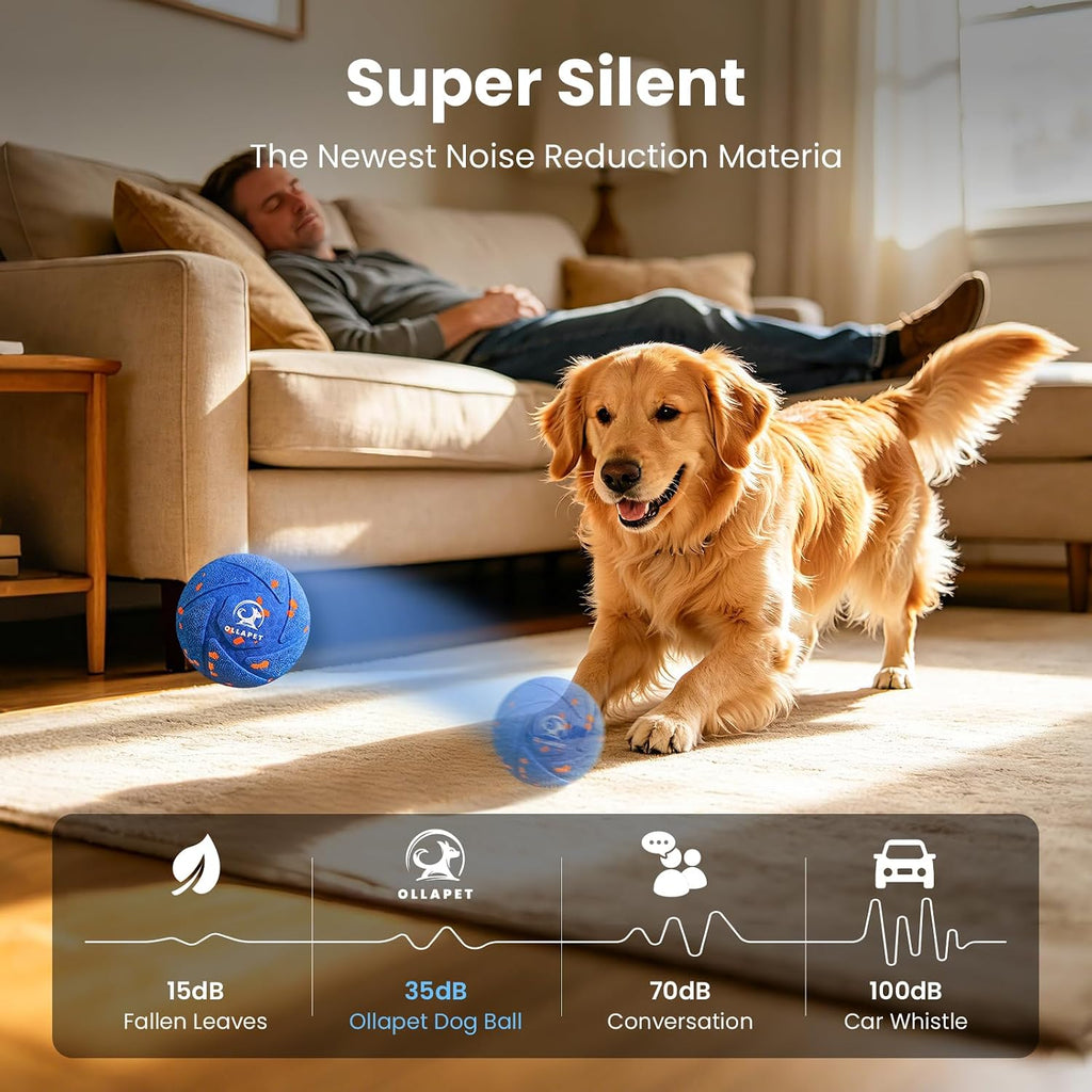 Smart Interactive Dog Toys - Auto Bouncing & Rolling Ball, Chew-Resistant E-TPU Material, 3 Interactive Modes, IPX7 Waterproof, Smart Chase Pet Toy Ball for Medium and Large Dogs, Blue