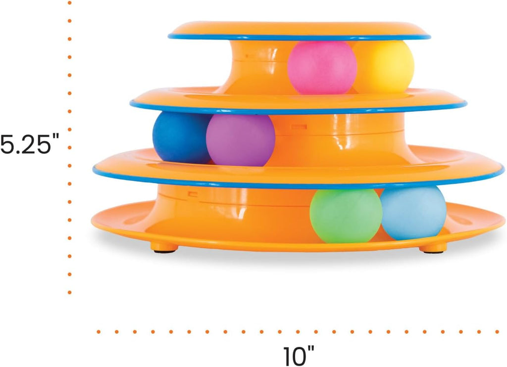 Tower of Tracks 3-Level Spinning Ball Toy, Multi-Cat, 10"