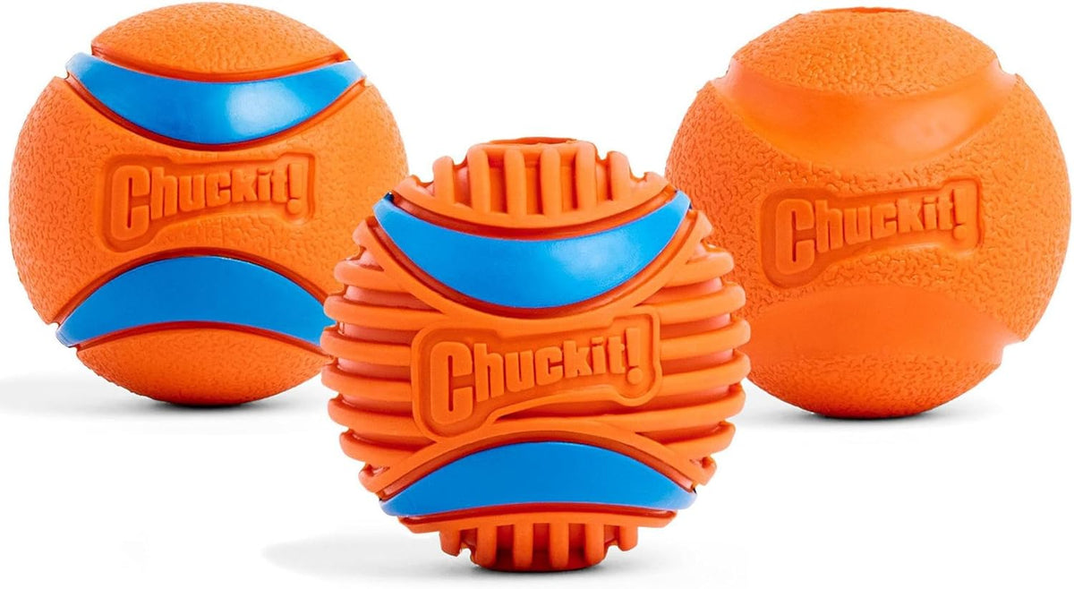 Fetch Ball Medley, Medium, Dog Ball, 3 Pack, Ultra, Fetch and Rugged Balls Included