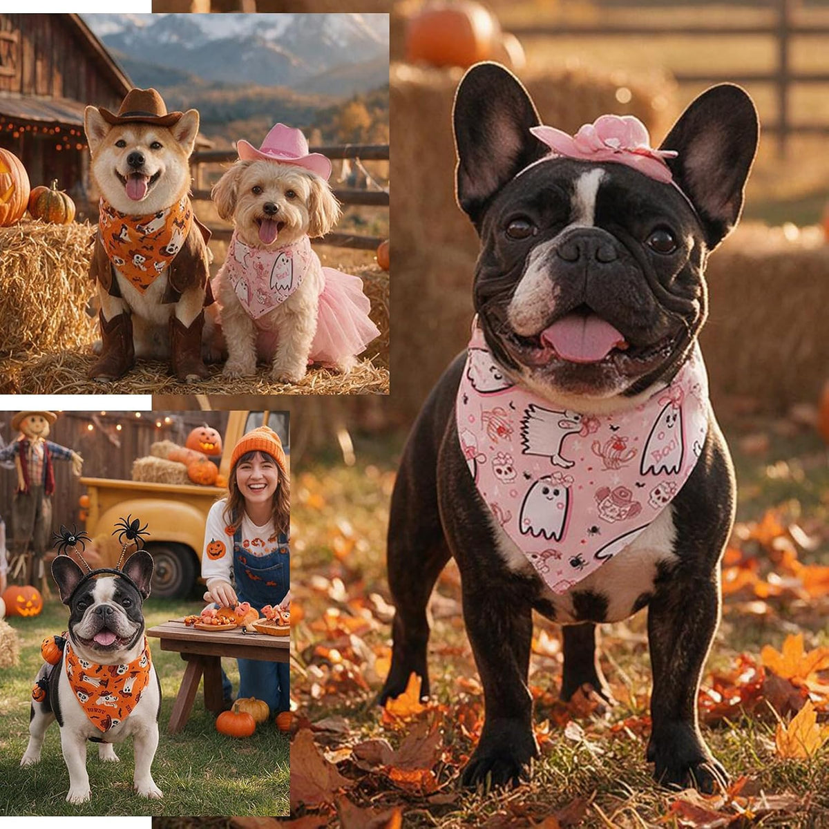 Halloween Dog Bandana Western Cowboy Cowgirl Costume, 15-40Kg Pet