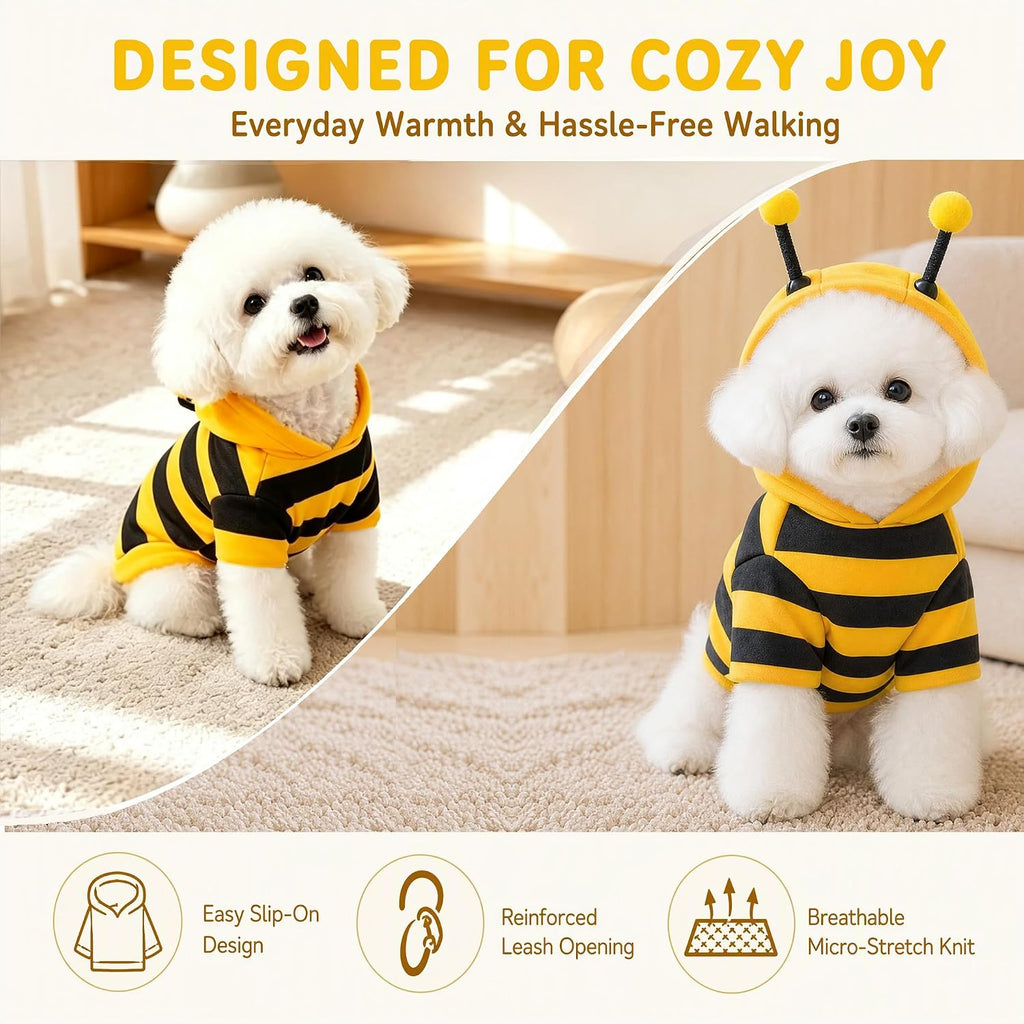 Bee Pet Hoodie Costume Cute Outfit Apparel for Cats and Small Dogs