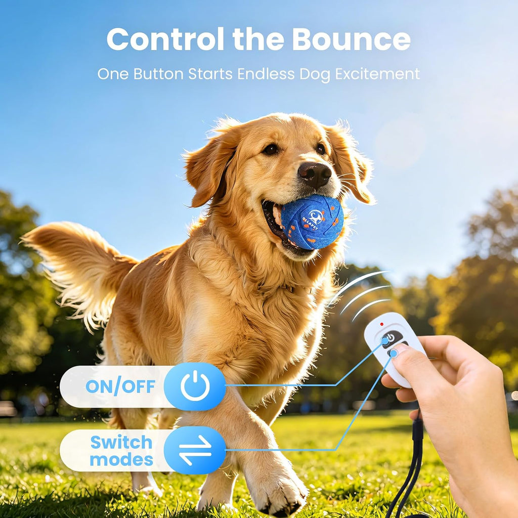 Smart Interactive Dog Toys - Auto Bouncing & Rolling Ball, Chew-Resistant E-TPU Material, 3 Interactive Modes, IPX7 Waterproof, Smart Chase Pet Toy Ball for Medium and Large Dogs, Blue