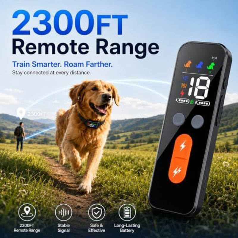 Dog Training Collar with Remote, Shock Collar for Large Medium Breed