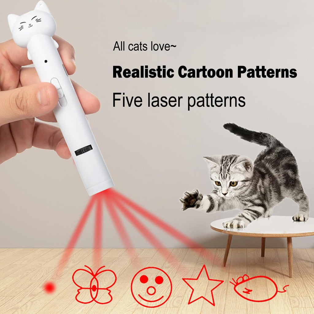 Cat Teaser Pointer Interactive Feather Bell Stick for Cats Kittens to Chase Type-C Rechargeable Pen Relieves Boredom