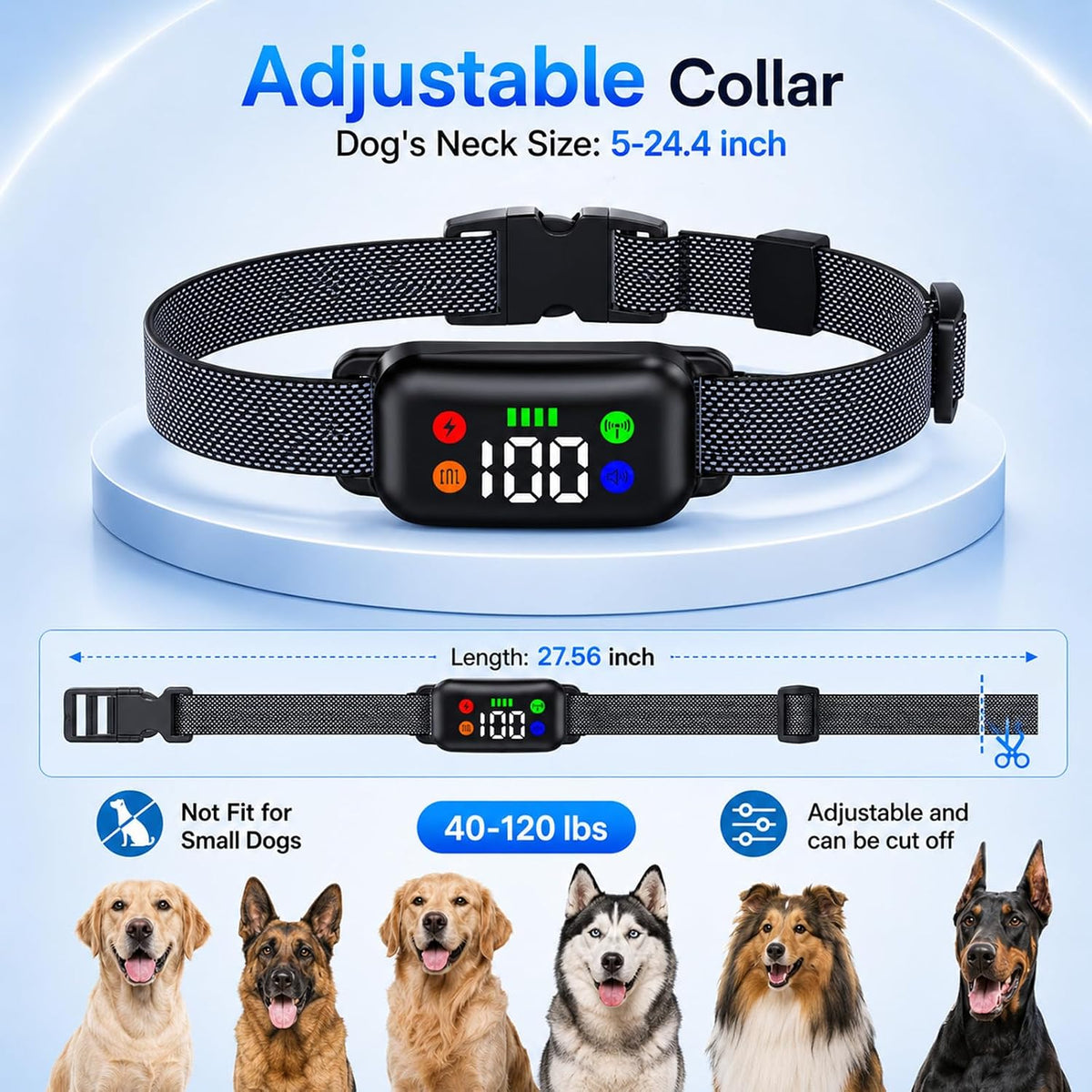 Dog Training Collar with Remote, Shock Collar for Large Medium Breed
