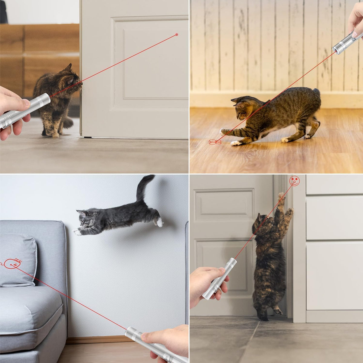 Interactive LED Cat Toy, USB Rechargeable, 7 Adjustable Patterns