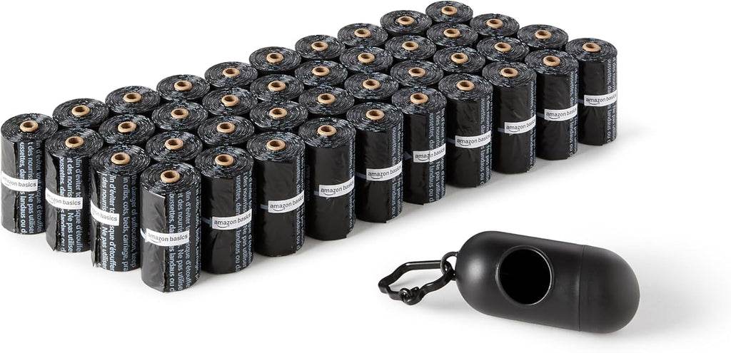 Dog Poop Bags with Dispenser, 600 Count, Enhanced for Guaranteed Leakproof, Unscented, Includes Leash Clip