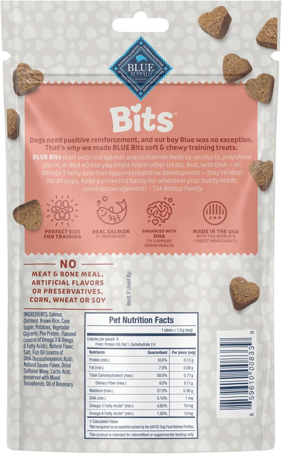 Bits Natural Dog Treats, Salmon, 4Oz (Pack of 1)