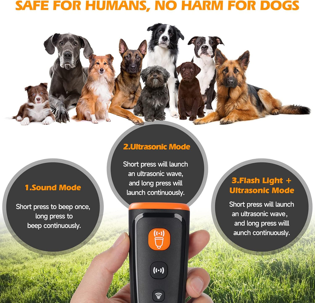 Anti Barking Device Ultrasonic Dog Bark Deterrent LED Flash+Sound Wave Drive Dog Barking Deterrent Dog Barking Control Devices Ultrasonic Bark Control Training &Behavior Aids for Dogs