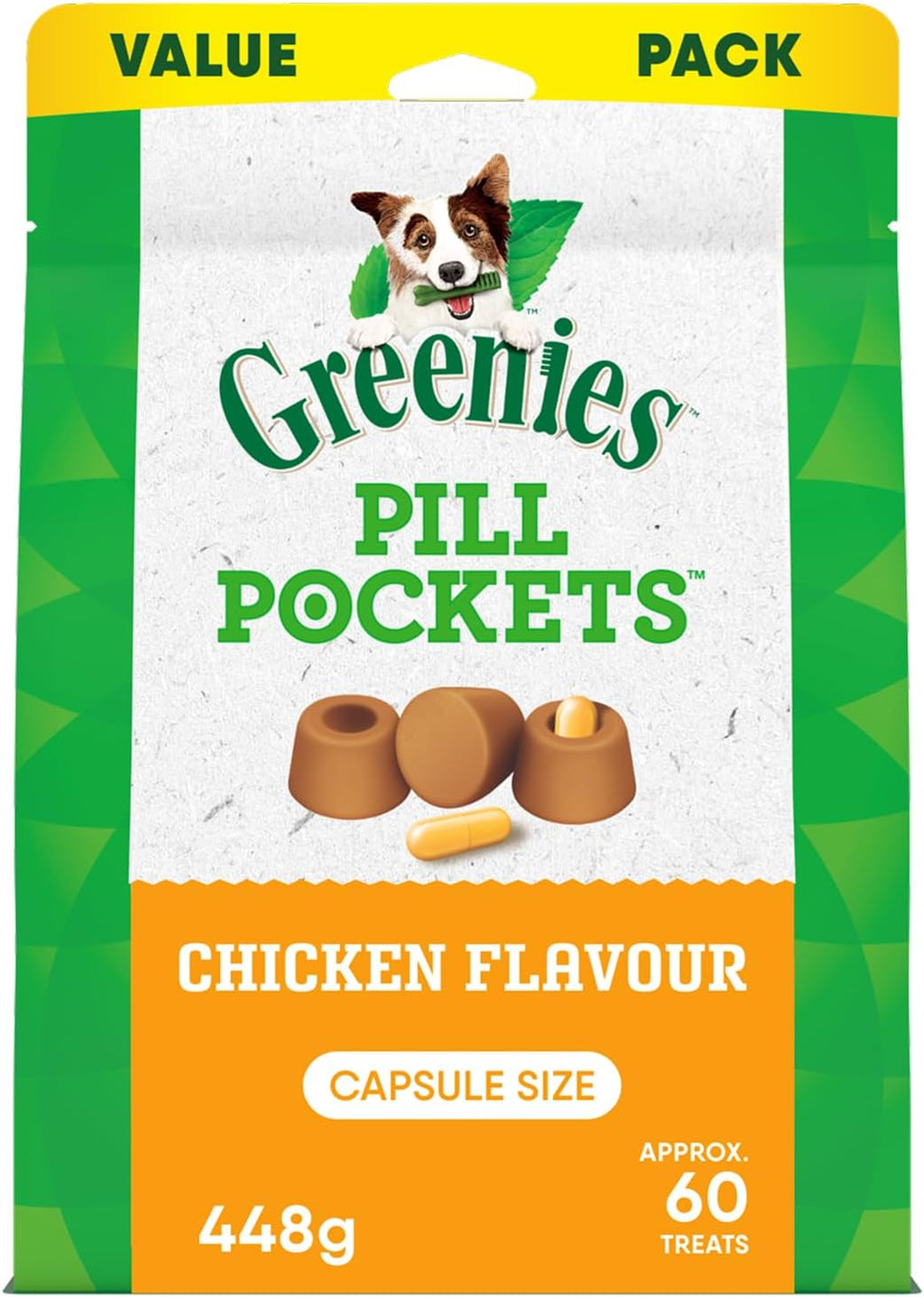 PILL POCKETS Dog Treats Capsule Size Chicken Flavour 30 Count, 90G
