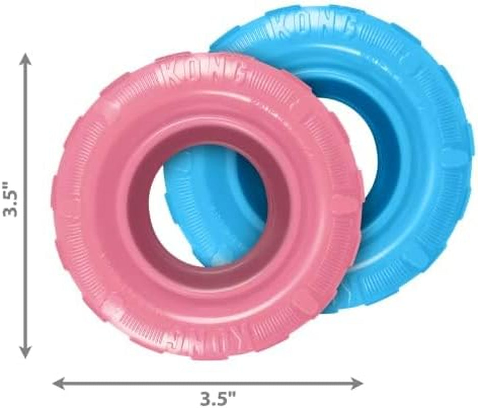 Puppy Tires - Dog Chew Toy for Puppies - Stuffable Dog Toy for Treats & Snacks - Natural Rubber Chew Toy for Teething Puppy - for Small Puppies - Randomly Provided Color