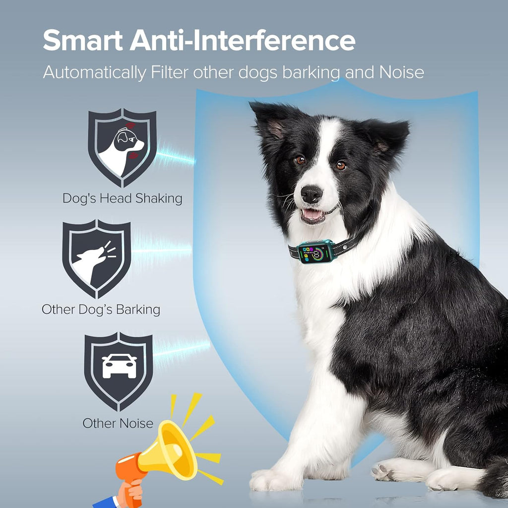 Bark Collar, Anti-Bark Collar, Collier anti Aboiement, Dog Bark Collar with 4 Correction Modes for Large Medium Small Dogs 8-120Lbs, IP67 Waterproof, Smart No False Trigger, Pure Black