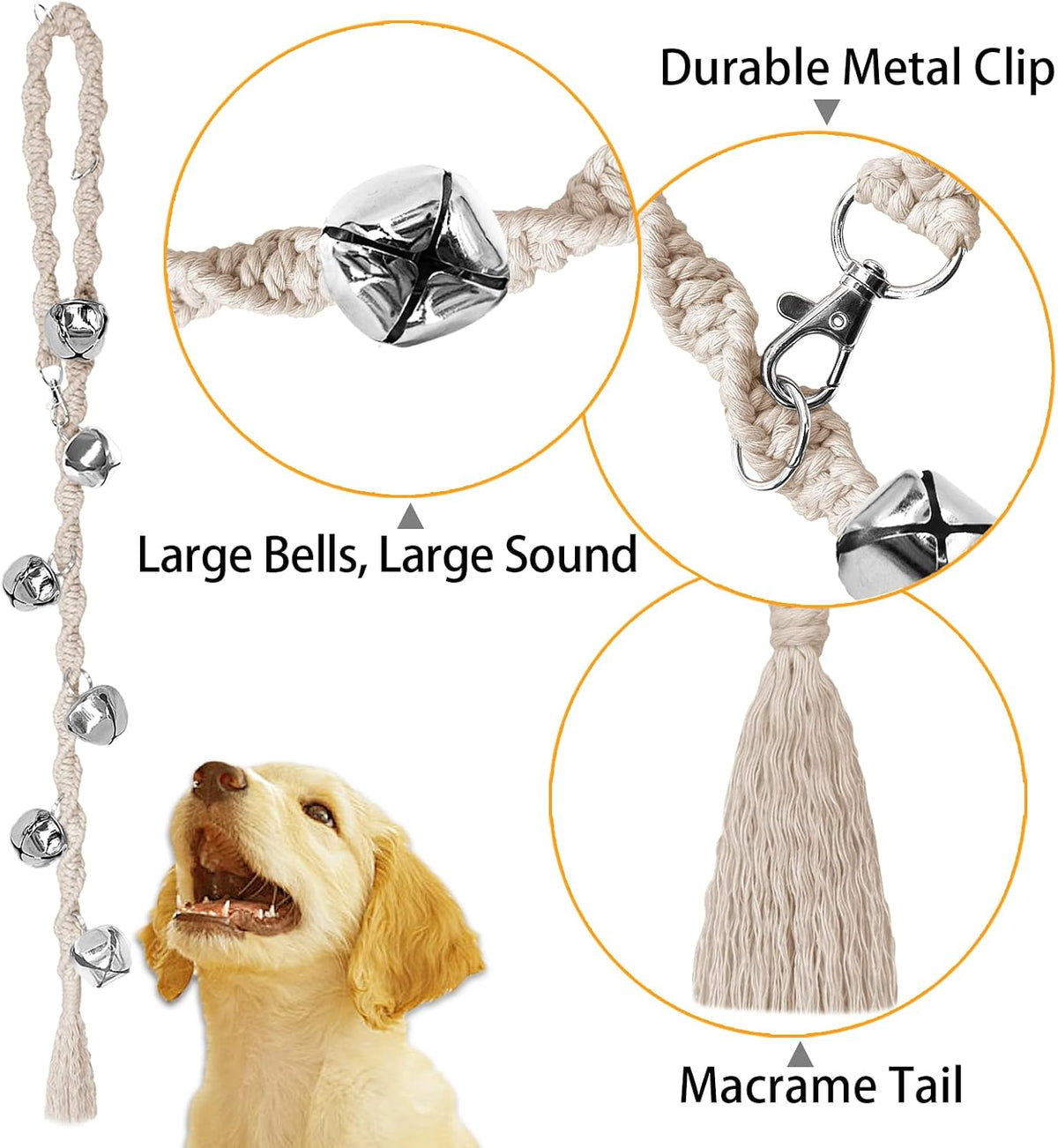 Dog Bells to Go Outside, Potty Training Bell, Handmade, Adjustable