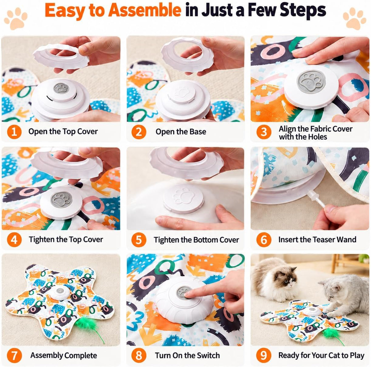 Hide and Seek Interactive Cat Toys, 3-Mode Touch Activated for Indoor Cats