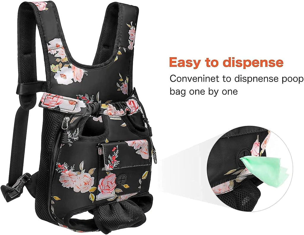 Pet Dog Carrier Backpack, Adjustable Dog Legs-Out Front Backpack, Hands-Free Cat Pup Front Carrier Travel Bag, Easy-Fit for Traveling Hiking for Small Medium Dogs, XL, Pink Rose
