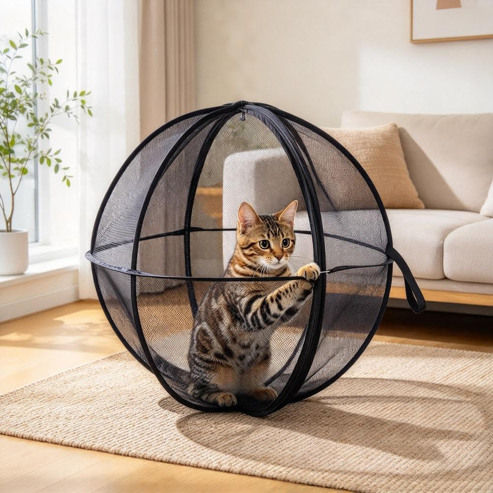 Giant Cat Hamster Ball for Outside,27" 360 Panoramic Rolling Cat Playpen