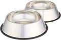 Stainless Steel Non-Skid Pet Dog Water and Food Bowl, 2-Pack (25.9Cm X 7Cm), Each Holds up to 1.15L